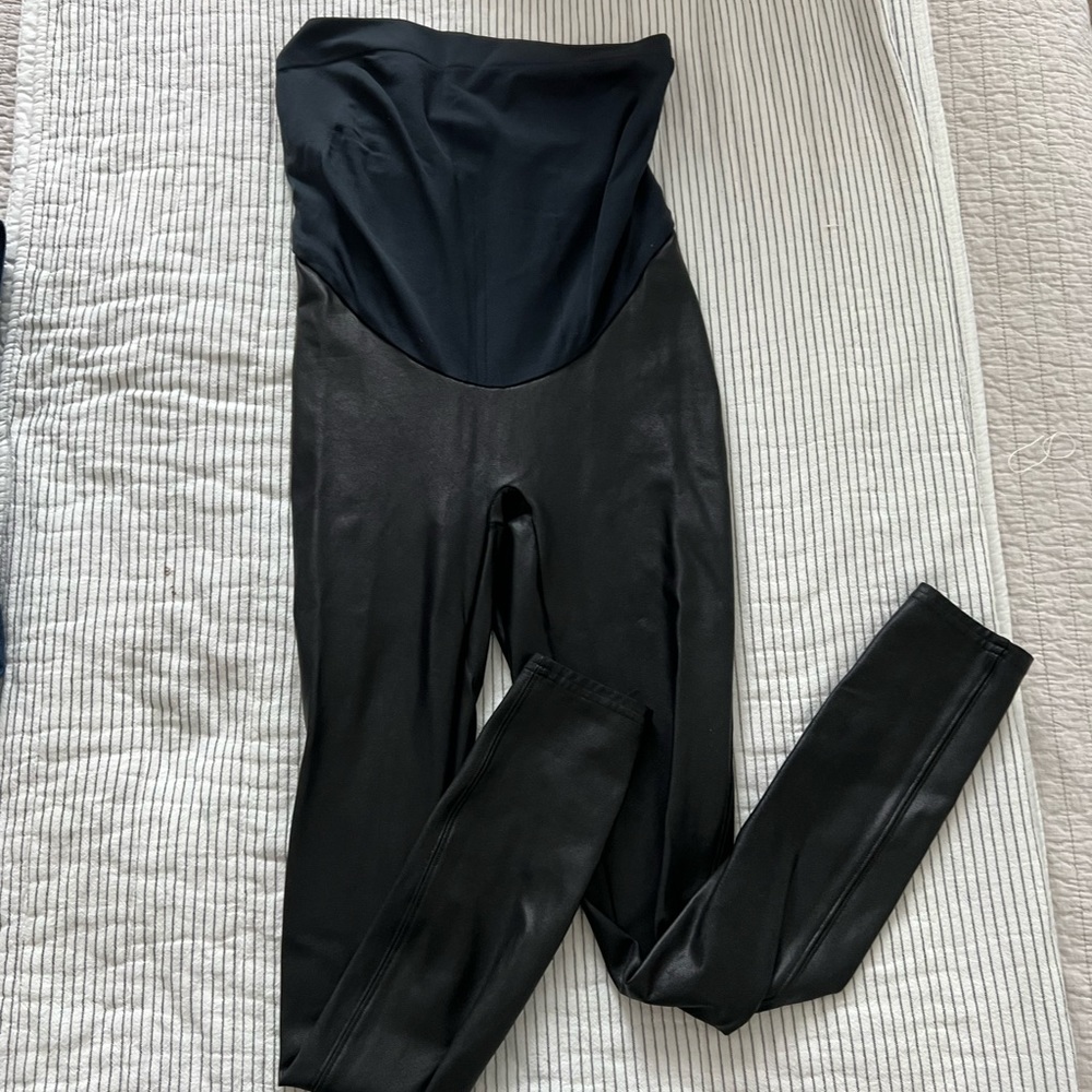 Spanx faux leather maternity leggings